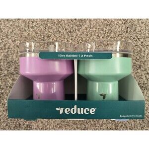 REDUCE Vacuum Insulated Stainless Steel Saltini Tumblers 12 oz (2 Pack) 360 Lid